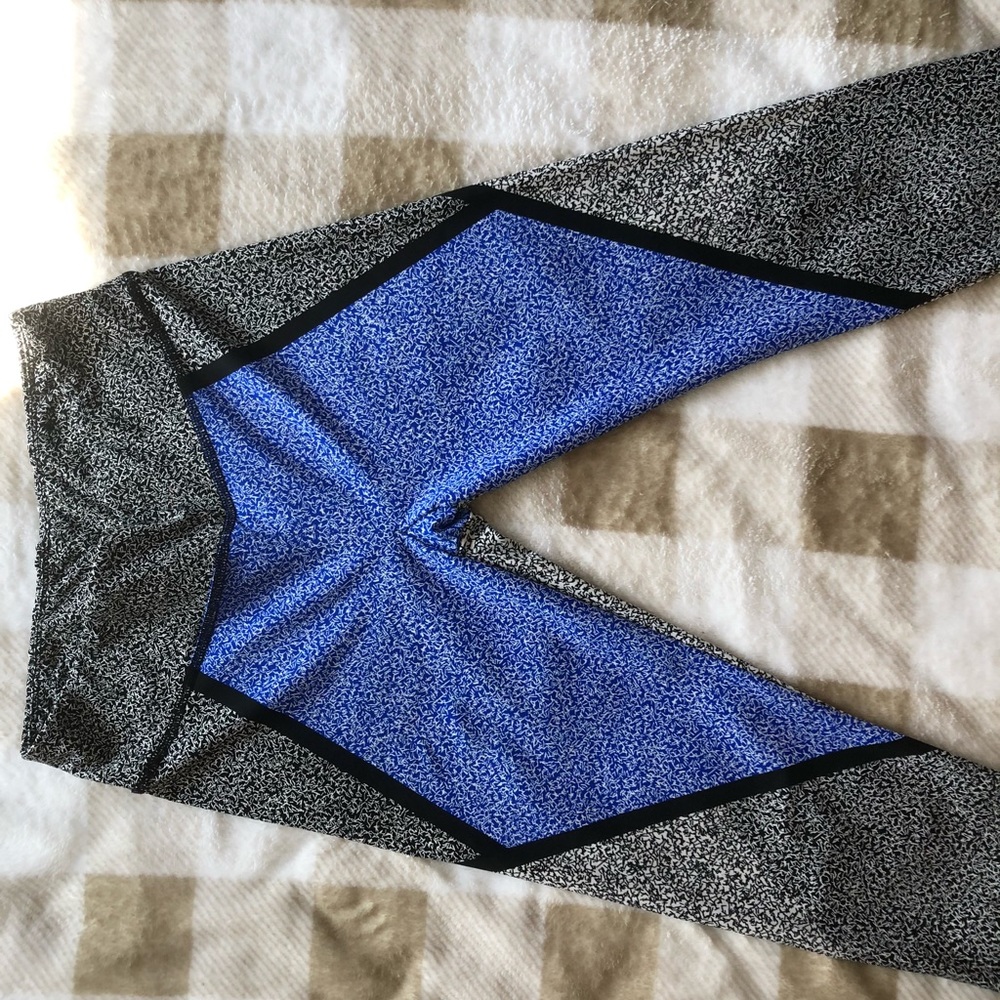 Blue and black leggings